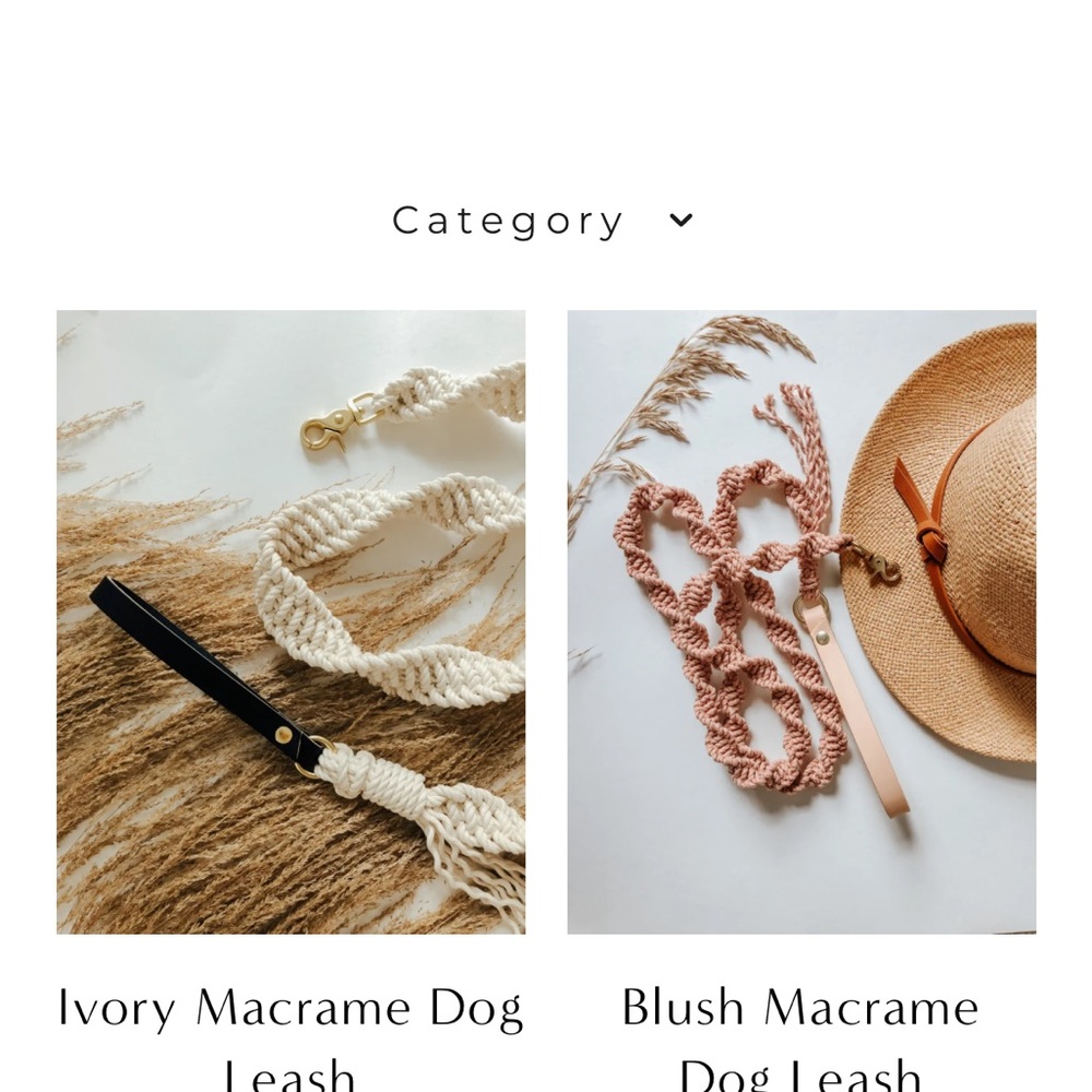 Ember & Ivory Macrame dog leash black leather. - Picture 2 of 6
